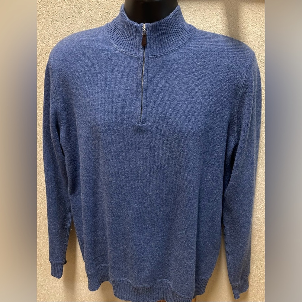Kinross Cashmere Blue Soft Half-Zip Sweater